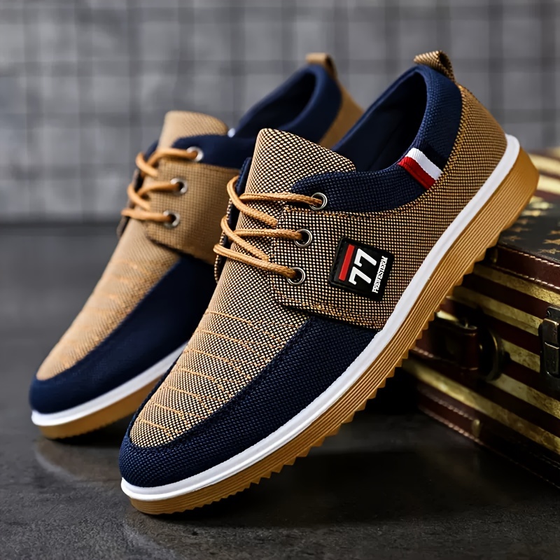Knit Fabric Lace Up Sneakers - New Fashionable Trendy Men's Shoes Casual