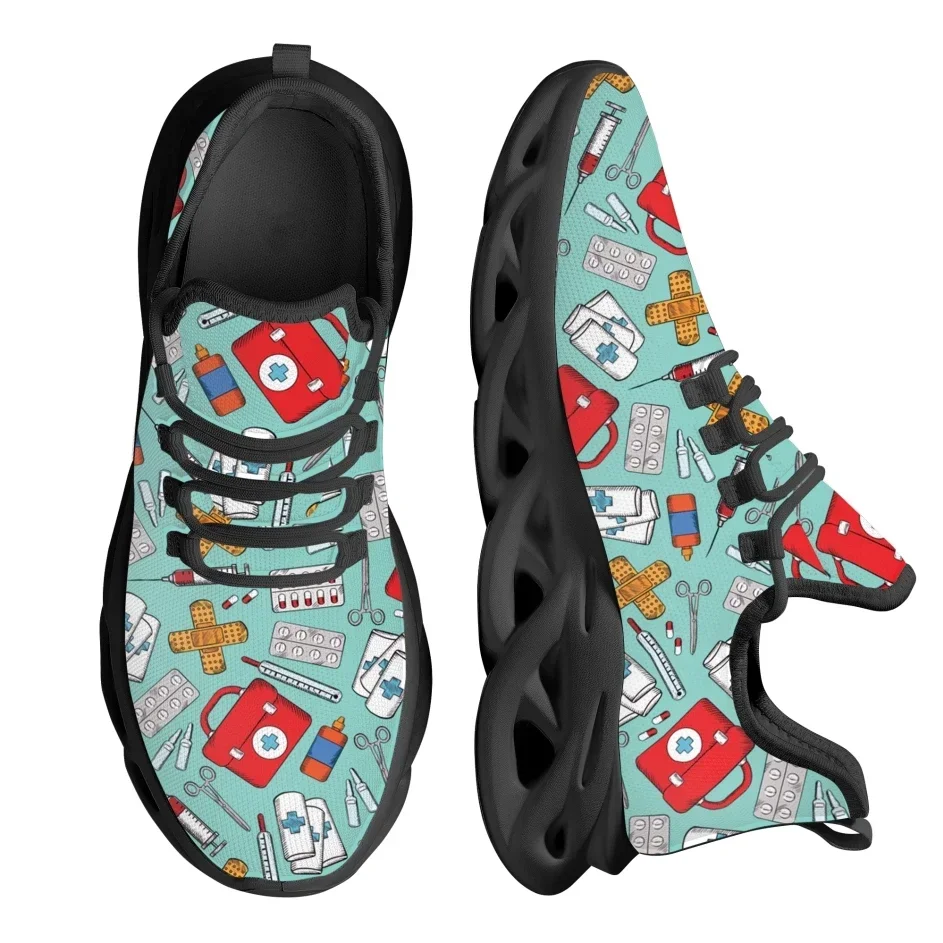 Knit Fabric Lace Up Sneakers - Custom Made Red Medical Box Design