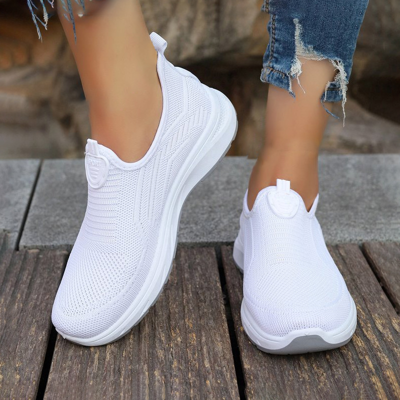 Breathable Mesh Athletic Shoes - Women's Casual Slip-On Athletic Shoes Breathable