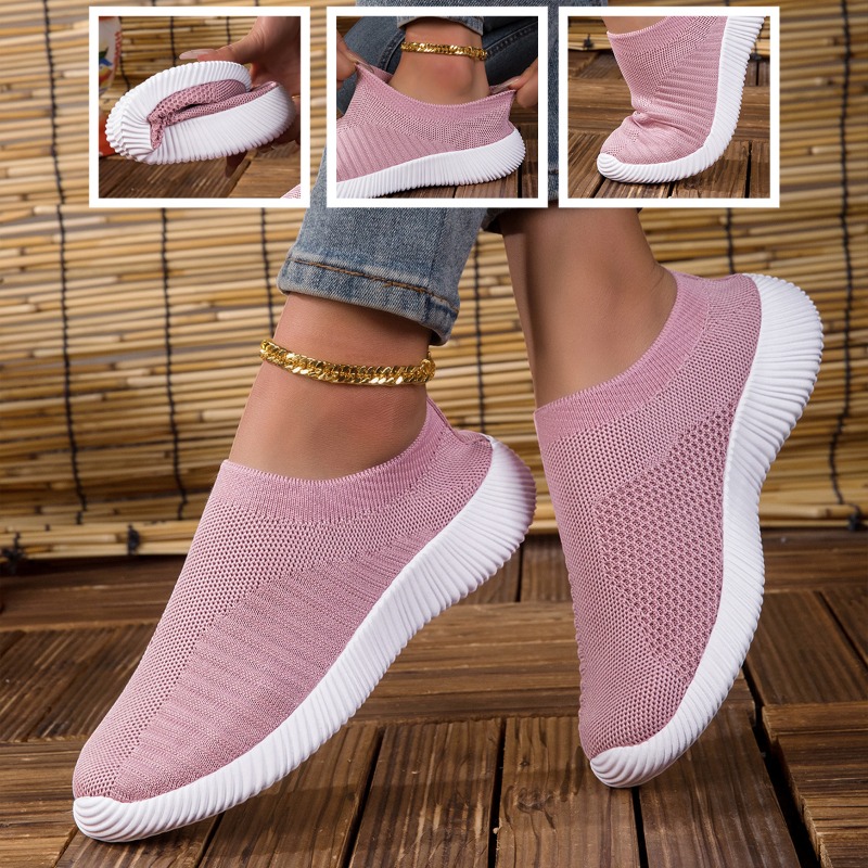 Breathable Mesh Athletic Shoes - Women's Sneakers Breathable Knitted Mesh Comfortable