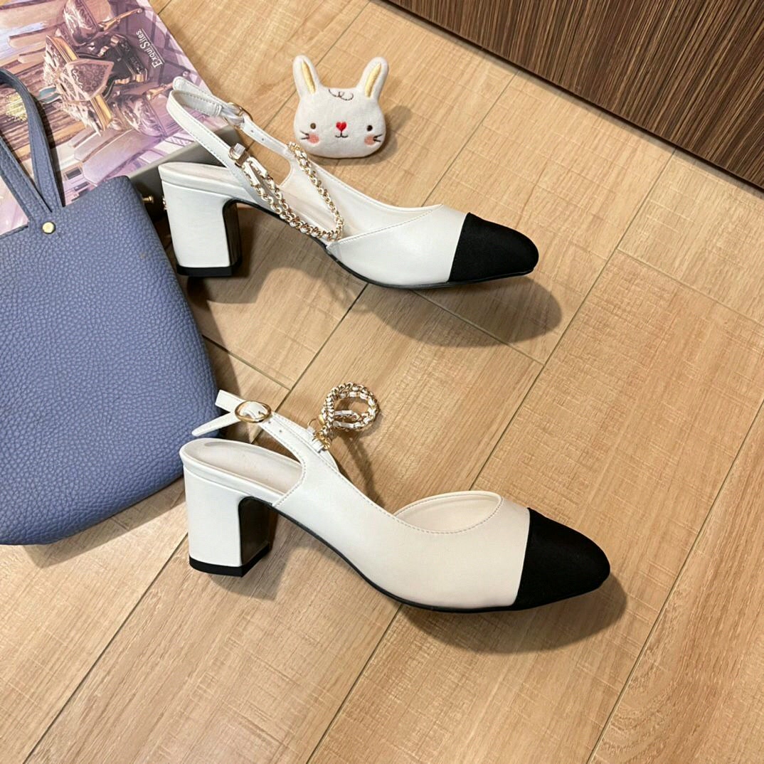 Sandals - Women Slingback Pumps Two Tone Black