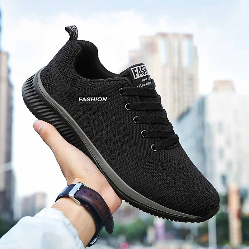 Knit Fabric Lace Up Sneakers - YRZL Sports Shoes for Men Shoes