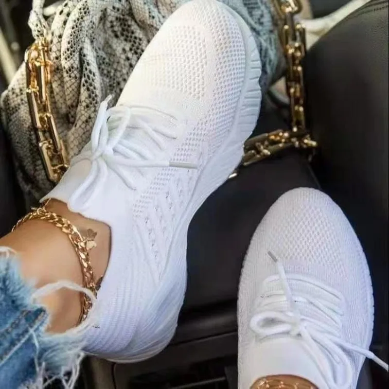 Women's Casual Knit Sneakers B - огляд і ціна Knit Fabric Lace Up Sneakers