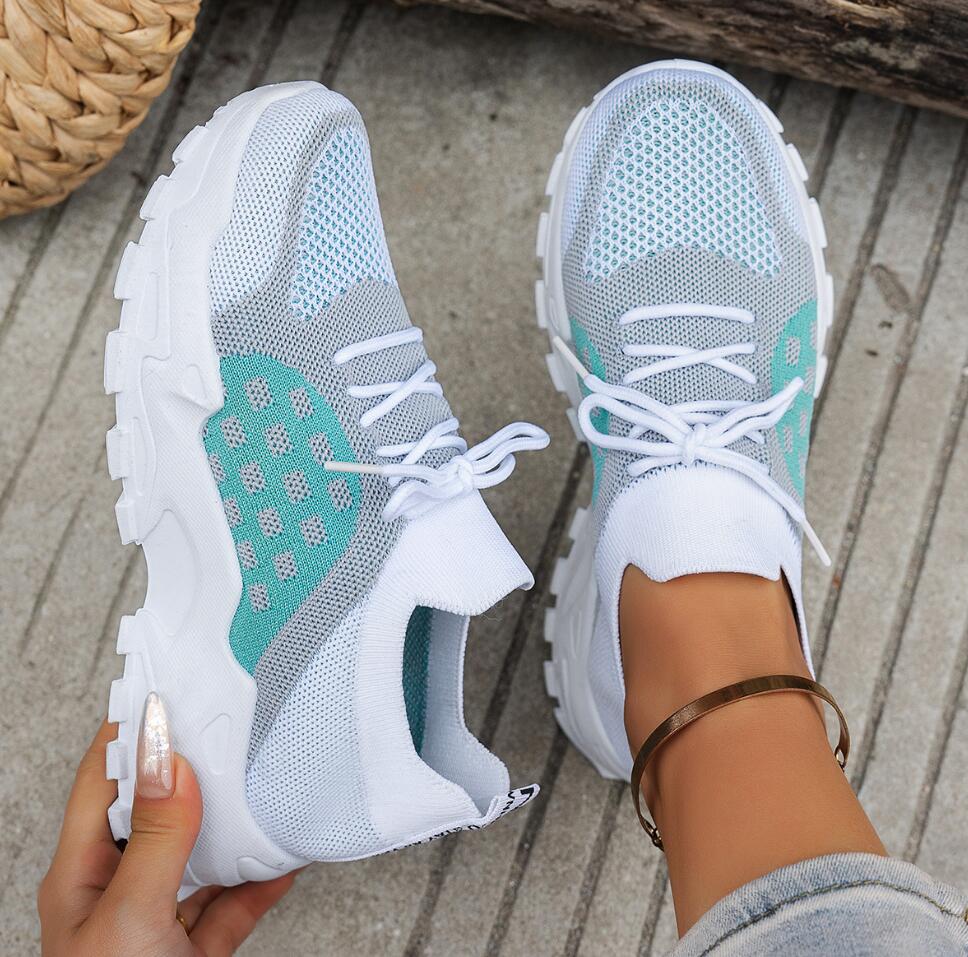 Women's Breathable Knit Mesh S - огляд і ціна Knit Fabric Lace Up Sneakers