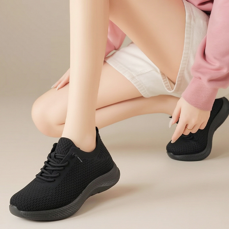 Summer Ladies Breathable Mesh  - огляд і ціна Knit Fabric Lace Up Sneakers
