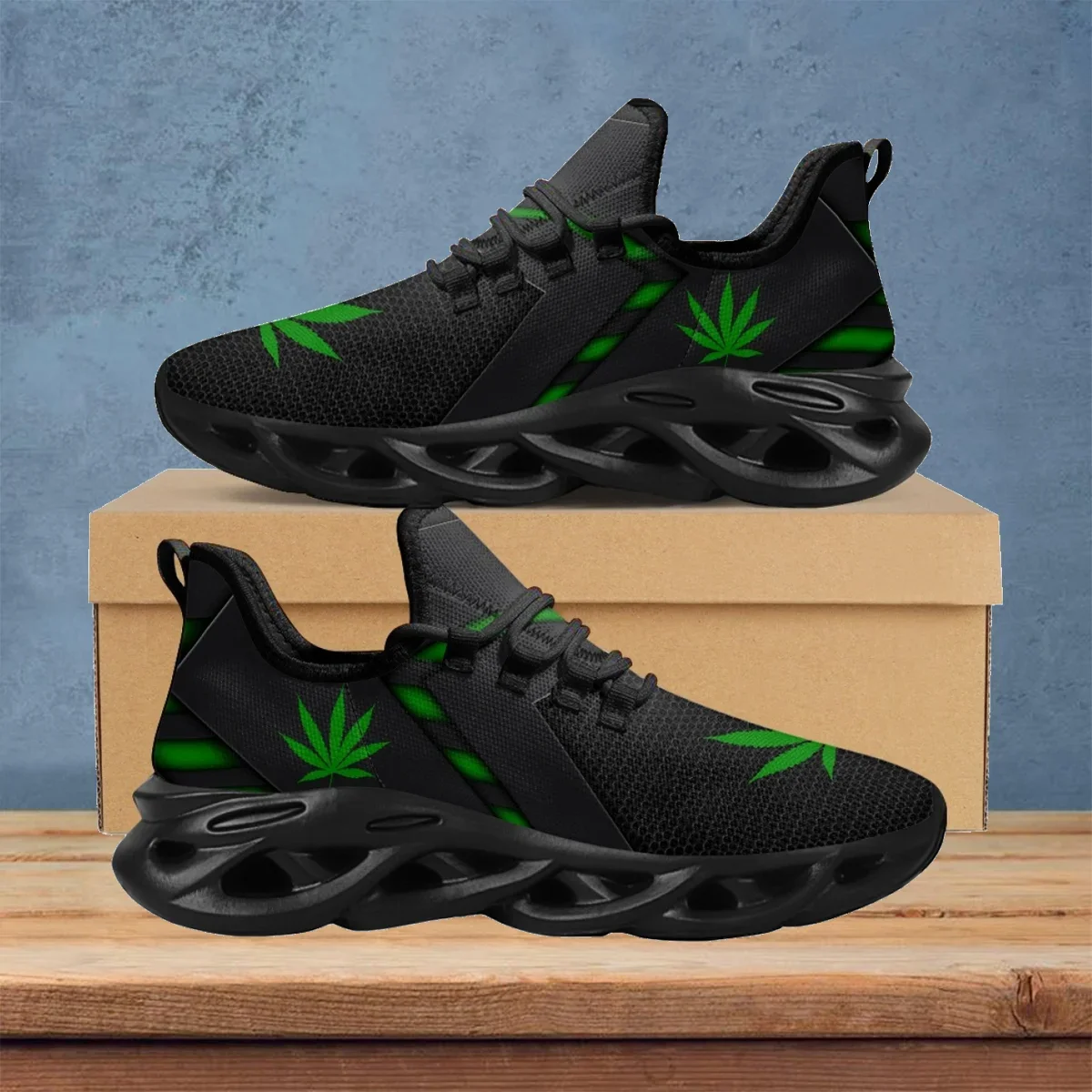 Green Weed Leaves Printing Ath - огляд і ціна Breathable Mesh Athletic Shoes
