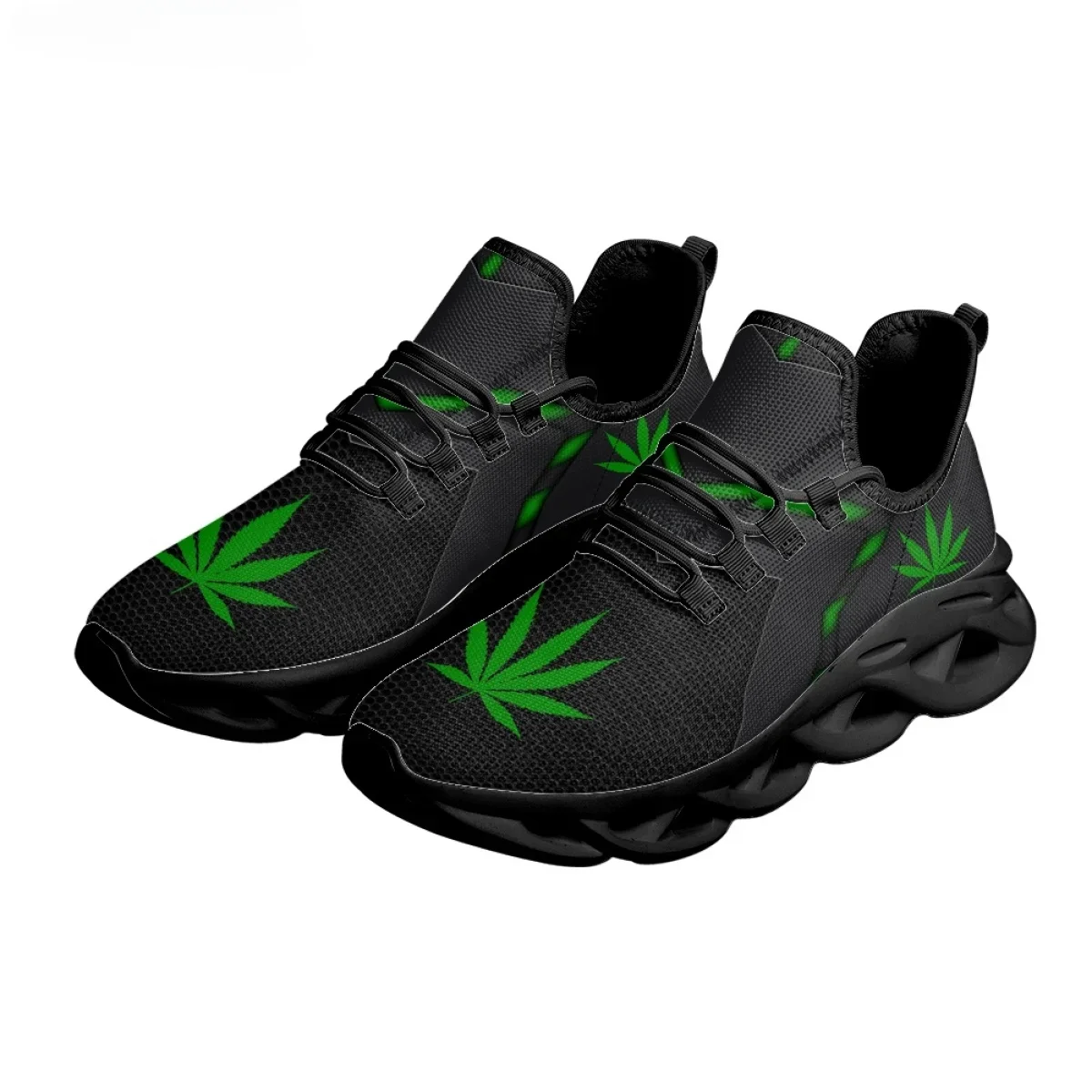 Green Weed Leaves Printing Ath - огляд і ціна Breathable Mesh Athletic Shoes