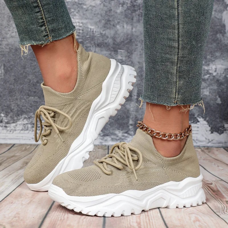 Fashion Chunky Platform Sneake - огляд і ціна Knit Fabric Lace Up Sneakers