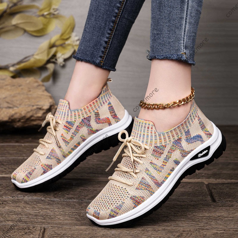 Women's Knit Slip-On Sneakers  - огляд і ціна Knit Fabric Lace Up Sneakers