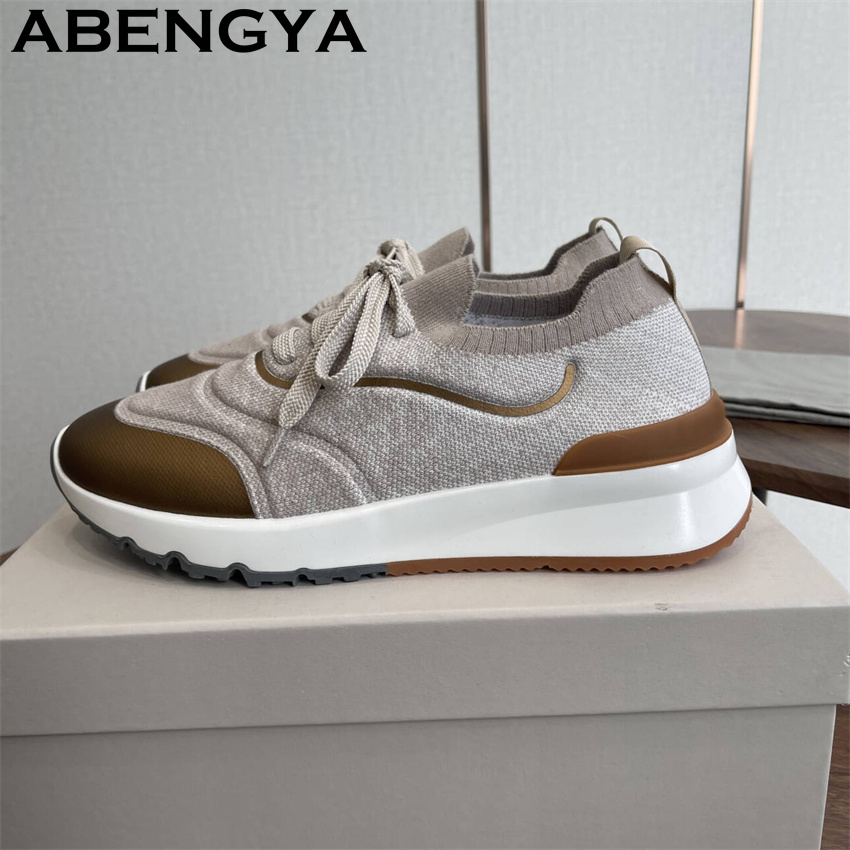 Men New Multicolour Knitted lo - огляд і ціна Knit Fabric Lace Up Sneakers