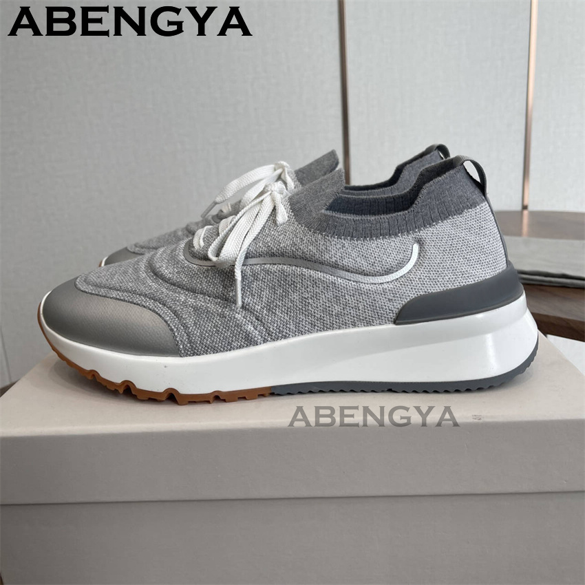 Men New Multicolour Knitted lo - огляд і ціна Knit Fabric Lace Up Sneakers